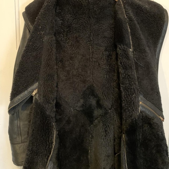 1980s chunky black shearling coat oversize unisex - Picture 7 of 9